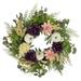 Peony and Pumpkin Artificial Fall Harvest Wreath, 24-Inch, Unlit