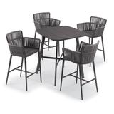 Oxford Garden Eiland 36-inch Carbon Square Bar Table with 4 Nette Ninja with Pewter Strap Bar Chairs