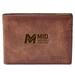 Men's Fossil Brown Mid Michigan College Leather Derrick Front Pocket Bi-Fold Wallet