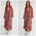 Free People Dresses | Free People Cassis Printed Chiffon Dress Xs | Color: Blue/Red | Size: Xs