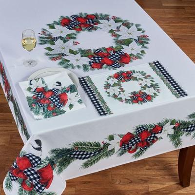 Christmas Trimmings Oblong Tablecloth White, 70 x 144, White
