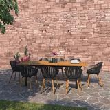 Lark Manor™ Anautica Rectangular 8 - Person 70" Long Outdoor Dining Set Wood in Black/Brown/White | 94.4 W x 38.9 D in | Wayfair