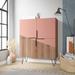 Corrigan Studio® Beekman 43.7 Low Cabinet w/ 4 Shelves Wood in Pink/Brown | 43.7 H x 35.43 W x 13.77 D in | Wayfair