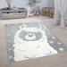 Gray/White 86.6 x 63 x 0.39 in Area Rug - Harper Orchard Animal Rug w/ Cute Llama Motif Children High Low Effect Play Mat In Grey Silk/Wool, | Wayfair