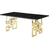 Mercer41 79" Modern Natural Marble Dining Table w/ Stainless Steel Legs Metal in Black/Yellow | 29.9 H x 78 W x 39.37 D in | Wayfair