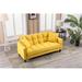 Ebern Designs Lodia 69.68" Linen Square Arm Sofa Bed Linen in Yellow | 22.83 H x 69.68 W x 30.31 D in | Wayfair E993ABB5F77A41D4AD05D320C3B10D2B