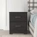 Winston Porter Wren 24 Inch Modern Rustic Nightstand, 2 Drawers, Oak Grain, Black in Black/Brown/Gray | 24.41 H x 20 W x 15.59 D in | Wayfair