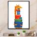 Zoomie Kids Cute Giraffe w/ Gift Boxes - Picture Frame Print on Canvas Metal in Blue/Green/Orange | 40 H x 30 W x 1.5 D in | Wayfair