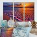 Highland Dunes Colorful Sunset and Wavy Waters - 3 Piece Floater Frame Photograph on Canvas Canvas, in Blue/Orange | 32 H x 48 W x 1 D in | Wayfair