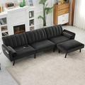 Gray Sectional - Mercer41 Fara 107" L Shape Sectional Sofa Couch Sectional Convertible Sofa w/ Chaise Velvet/Metal | Wayfair