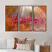 Winston Porter Purple Rose Watercolor - Floral Framed Canvas Wall Art Set Of 3 Canvas, Wood in Orange/Pink | 32 H x 48 W x 1 D in | Wayfair