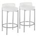 Everly Quinn Suveer 25.5" Faux Leather Counter Stool Leather/Metal/Faux leather in Gray/White | 29 H x 17 W x 16 D in | Wayfair