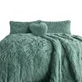 TEXTILER Teddy Fleece Duvet Set Double-Teal Teddy Bear Bedding Sets, Thermal bedding with Fluffy Pillow Covers, Double Duvet Cover Sets (Teal, Double Long Fleece)