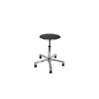PROREGAL Drehhocker Atlanta, Sitzhöhe 55-73cm, Tragfähigkeit 110kg, Kunstleder-Sitz, Aluminium-Fußkreuz, Gleiter, Ringauslösung, Schwarz Image