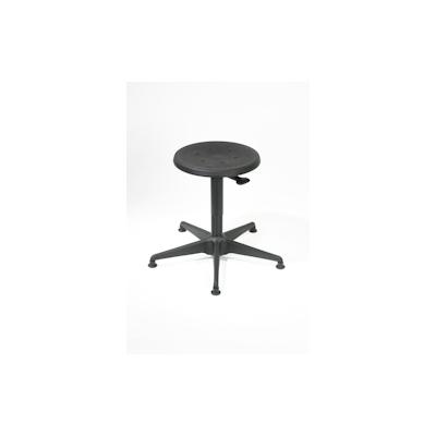 PROREGAL Drehhocker Atlanta, Sitzhöhe 38-51cm, Tragfähigkeit 110kg, Polyurethane-Sitz, Stahl-Fußkreuz, Gleiter, Hebelauslösung, Schwarz Image