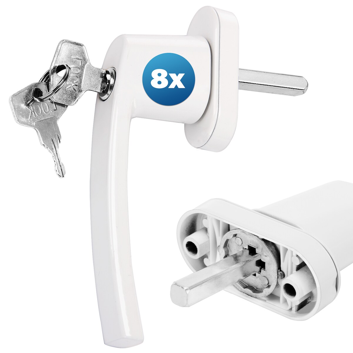 MONZANA® Fenstergriffe 8er Set Aluminium weiß inkl. Schlüssel Image