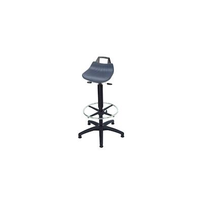 PROREGAL Stehhilfe Denver Hoch, Sitzhöhe 61-86cm, Ø 63cm, Tragfähigkeit 110kg, Kunststoff-Fußkreuz, Fußring, Gleiter, Rückenstütze, Tragegriff, Blau Image