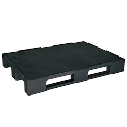 BRB Europalette 1200x800x150 mm, 100% PE/RE-Kunststoff, geschlossene Deckfläche, Sicherungsrand, 3 Kufen, schwarz Image