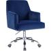 Everly Quinn Task Chair Wood/Upholstered/Metal in Blue/Brown | 38 H x 25 W x 23 D in | Wayfair 6DB6B5CC77F54FF68424E42DB533ACE5