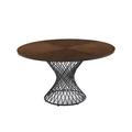 17 Stories 54 Inch Modern Dining Table, Round Wood Top, Brown & Black Wood/Metal in Black/Brown | 30 H x 54 W x 54 D in | Wayfair