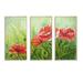 Winston Porter Blooming Poppies w/ Green Leaves - Floral Framed Canvas Wall Art Set Of 3 Canvas, Wood in White | 28 H x 36 W x 1 D in | Wayfair