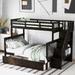 Stairway Twin-Over-Full Bunk Bed with Drawer and Storage, Solid Wood Trundle Bed Frame with Guardrail for Bedroom