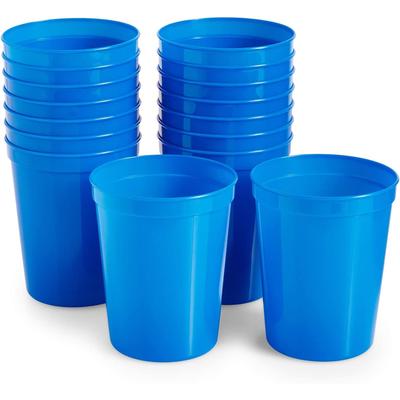 Blue Stadium Cups, Reusable Plastic Party Tumblers (16 oz, 16 Pack)