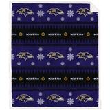 Baltimore Ravens 60'' x 70'' Holiday Gift Wrap Sherpa Flannel Fleece Blanket