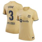 Women's Nike Gerard Pique Gold Barcelona 2022/23 Away Replica Player Jersey