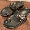 Coach Shoes | Coach Black Leather Sandals | Color: Black/Silver | Size: 8