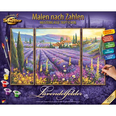 Malen nach Zahlen SCHIPPER "Meisterklasse Triptychon - Lavendelfelder", bunt, Malvorlagen, KinderB:20cm H:50cm, Made in Germany, B:20cm H:50cm