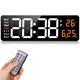 Fuloon Digital Wall Clock, 16.2-inch Large Display Digital Alarm Clock, Adjustable Brightness LED Digital Clock with Remote Control, Countdown Clock with Date, Week, Temperature(Plug In Electricity)