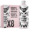 Rebel Kitchen - Raw Coconut Water - 100% Organic Coconut Water - 8 x 750ML - Bottled Water From Young Green Coconuts - Low Calorie - No Added Sugars or Preservatives