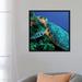 East Urban Home A Feeding Hawksbill Sea Turtle by Brent Barnes - Gallery-Wrapped Canvas Giclee Print Canvas, in Black/Blue/Green | Wayfair