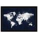 Oliver Gal Mapamundi Navy Dripping World Map Modern White - Picture Frame Graphic Art Paper in Blue/White | 10 H x 15 W x 0.75 D in | Wayfair