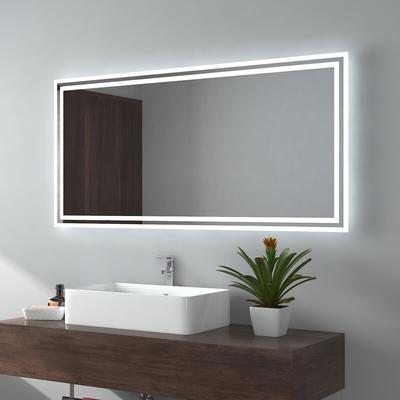 Led Badspiegel 120x60cm Badezimmerspiegel mit Warmweißes/Kaltweißes Licht Beschlagfrei und Taste