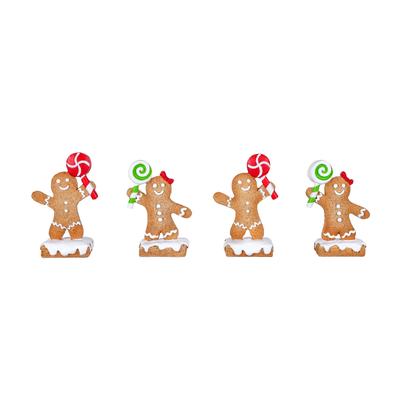 National Tree Company Four Piece First Traditions Gingerbread Cookie Card Holders - 3 in