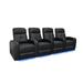 Valencia Verona Headrest Top Grain Nappa 9000 Leather Home Theater Seating Power Headrest Recliner Row of 4 Black