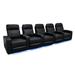 Valencia Piacenza Headrest Top Grain Nappa 9000 Leather Home Theater Seating Power Headrest Recliner Row of 5 Black