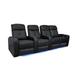 Valencia Verona Top Grain Nappa 9000 Leather Home Theater Seating Power Recliner Row of 4 Loveseat Right Black