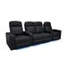 Valencia Piacenza Top Grain Nappa 9000 Leather Home Theater Seating Power Recliner Row of 4 Loveseat Center Black