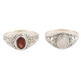 Second Time's the Charm,'Pair of Sterling Silver Gemstone Cocktail Rings from India'