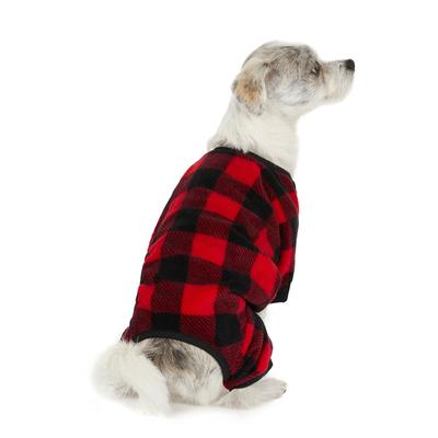 Hotel Doggy Red Plaid Pajama Onesie for Dogs, Large