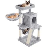 Light Gray Medium Plush Cat Tree with Condo, 40" H, 21 LBS