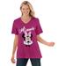 Plus Size Women's Disney Short Sleeve V-neck Tee Raspberry Minnie by Disney in Raspberry Minnie (Size 5X)