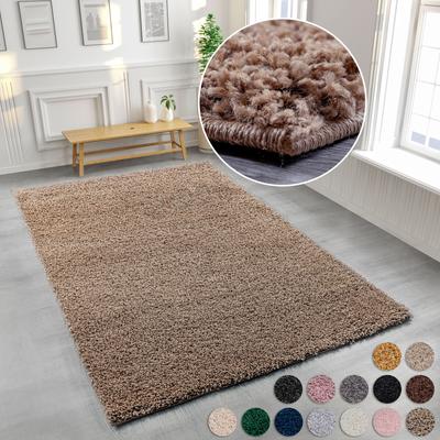 Hochflor-Teppich MY HOME "Viva" Gr. 5, braun (braunmelange), B:200cm H:45mm L:200cm, Kunstfaser, Teppiche, Uni Farben, einfarbig, besonders weich und kuschelig, Kundenliebling Image