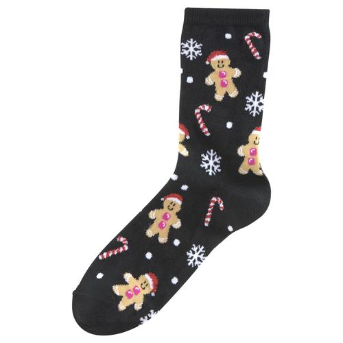 Socken H.I.S Gr. 39-42, schwarz (2x schwarz, gemustert, 1x grau, gemustert) Damen Socken mit lustigen Weihnachtsmotiven