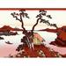 ArtVerse Japanese Lake Wood Block Print Removable Art Wall Decal Vinyl in Orange/White | 14" H x 18" W | Wayfair HOK088A1418A