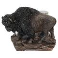 De Leon Collections Polyresin North American Bison Buffalo Majestic Western Themed Salt & Pepper Shaker Holder Set Glass in Black/Brown | Wayfair