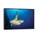 East Urban Home 'A Green Sea Turtle Swims by a Reef Under the Sun, North Sulawesi, Indonesia' Photographic Print on Canvas Metal | Wayfair